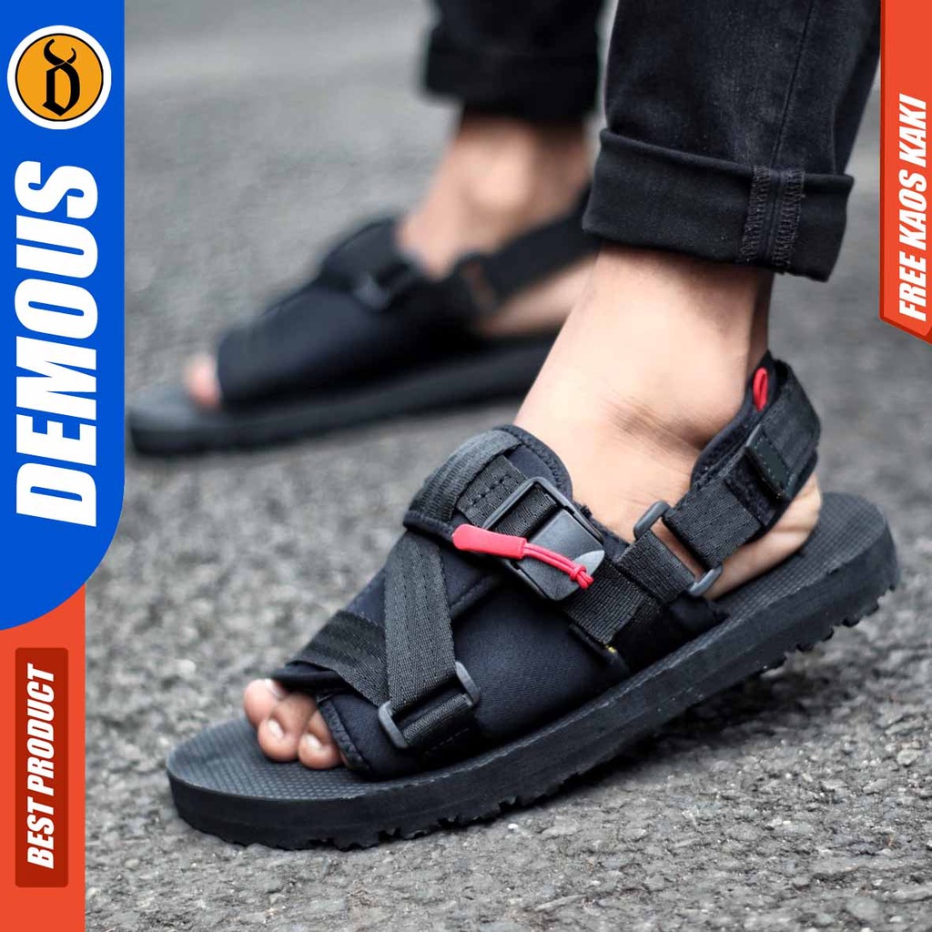 DEMOUS DOMOE Sepatu Sandal Traveling Gunung Pria Hitam