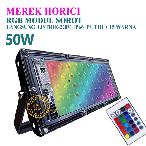 Merek Horici Full 50 Watt RGB Lampu Sorot Lampu Hias / Tembak Led Slim 50 Watt / Led Floodlight 50 Watt AC 220V Kap Sorot / Lampu Modul Sorot