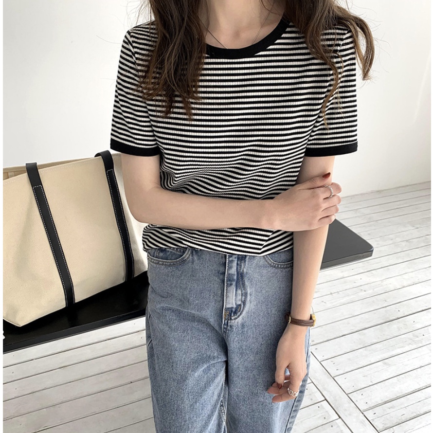 GirlWish Fashion Korean Oversize Loose Round Neck Woman T-Shirt Atasan Kaos Oversize Wanita 6106