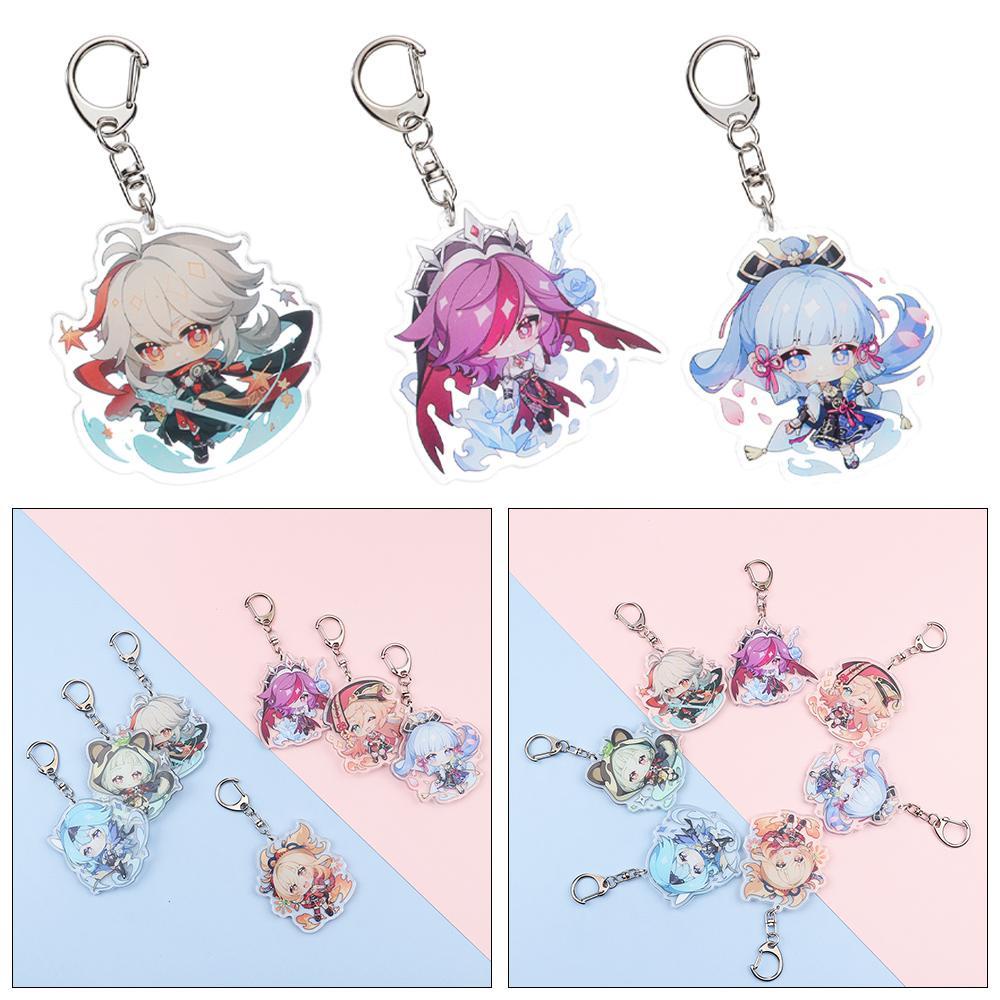 R-flower Genshin Impact Keychain Lucu Cosplay Liontin Aksesoris Fashion Perhiasan Japan Anime Gantungan Kunci Mobil