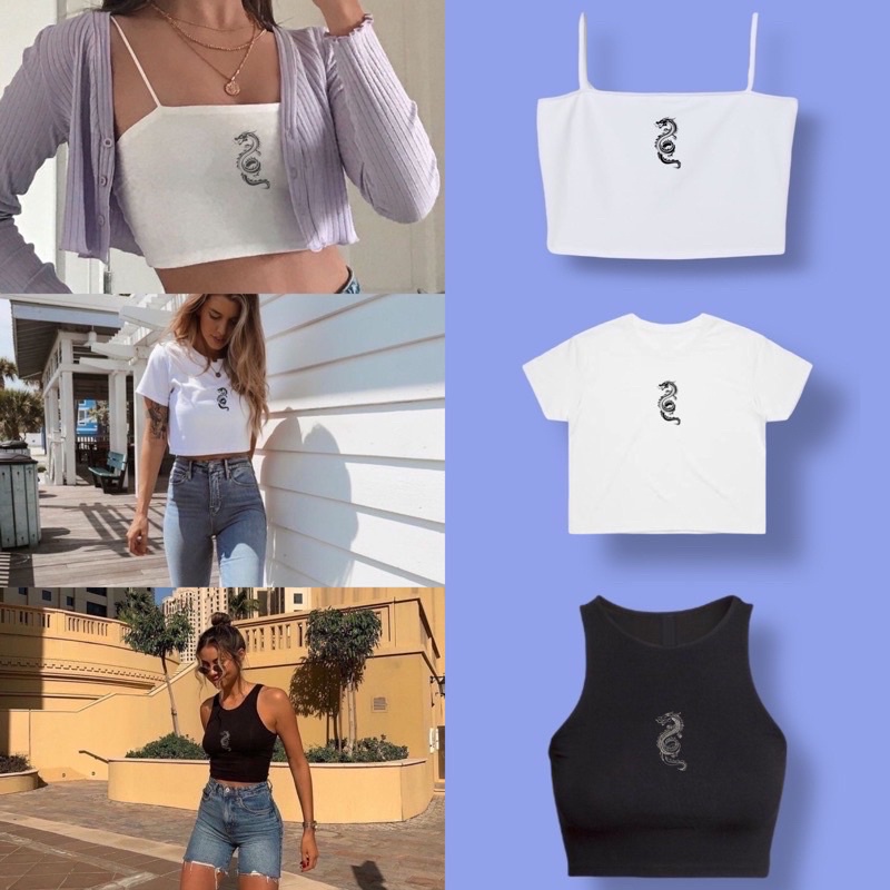 BEFAST - ZEC OOTD Wanita Atasan HIKAWA / Dragon Top | Crop Top | Square Tanktop / Tanktop Crop Wanita Viral 2021 / Singlet Wanita Crop Hits