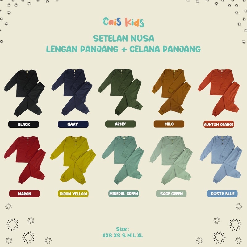 Cais Kids - setelan Nusa kaos lengan panjang dan celana panjang anak bahan kaos combed