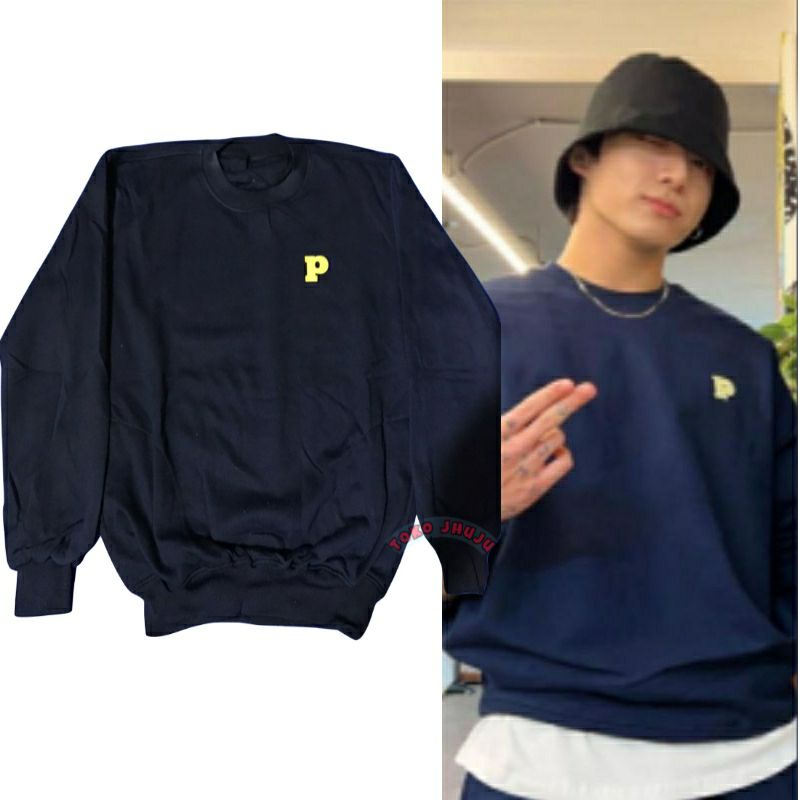 Basic Sweater JK Jungkook BTS sablon P Logo kuning