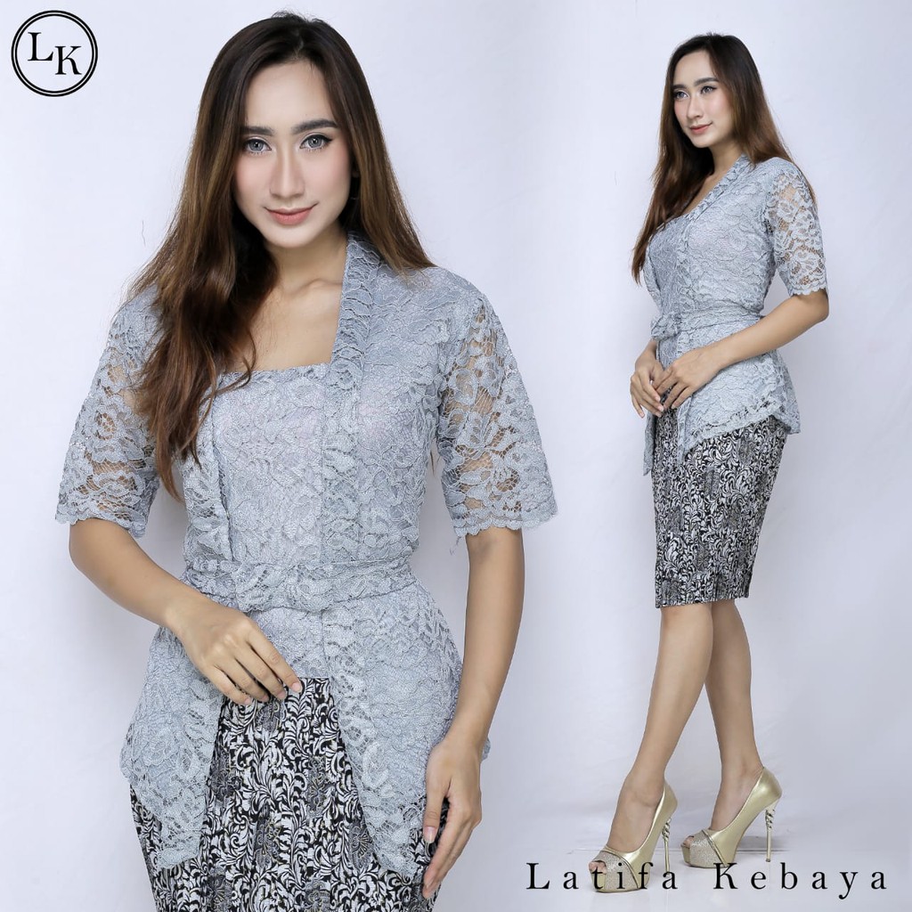 Set Kutubaru Pita Lengan Pendek Brukat Fashion Kebaya new