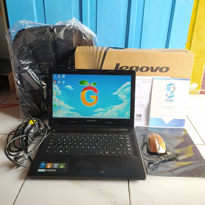 Lenovo G40-45 Fullset Lengkap Hitam AMD E1 RAM 4GB HDD 500GB Laptop Second Bekas Murah