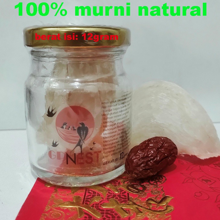 SARANG BURUNG WALET BERSIH NATURAL kemasan botol Bird's Nest 12gram