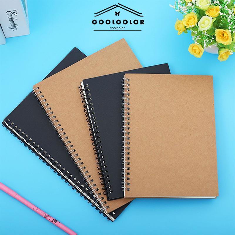 CODA5 Kraft Paper Coil Book Simple Student Notebook Meeting Notepad Buku Akuntansi Portabel- cl