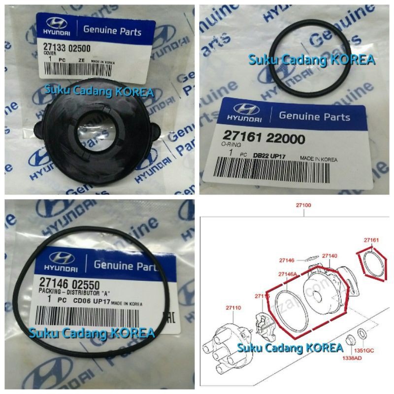 Cover Seal Oring Delco Distributor Hyundai Atoz KIA Visto