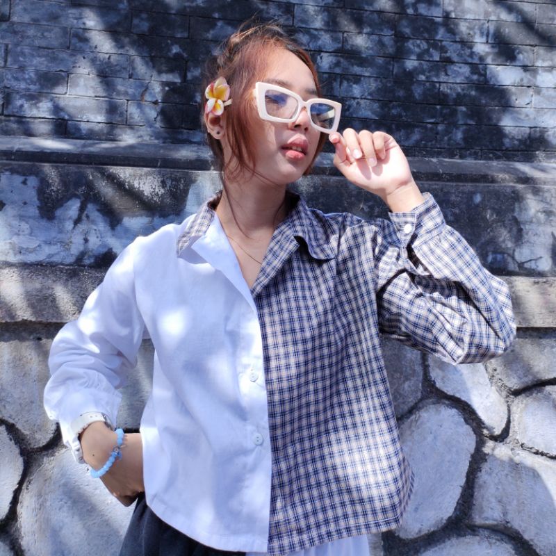 kemeja two tone Tartan