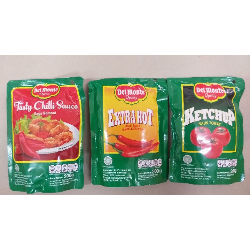 

delmonte saus sambal, saus tomat 200gr pouch
