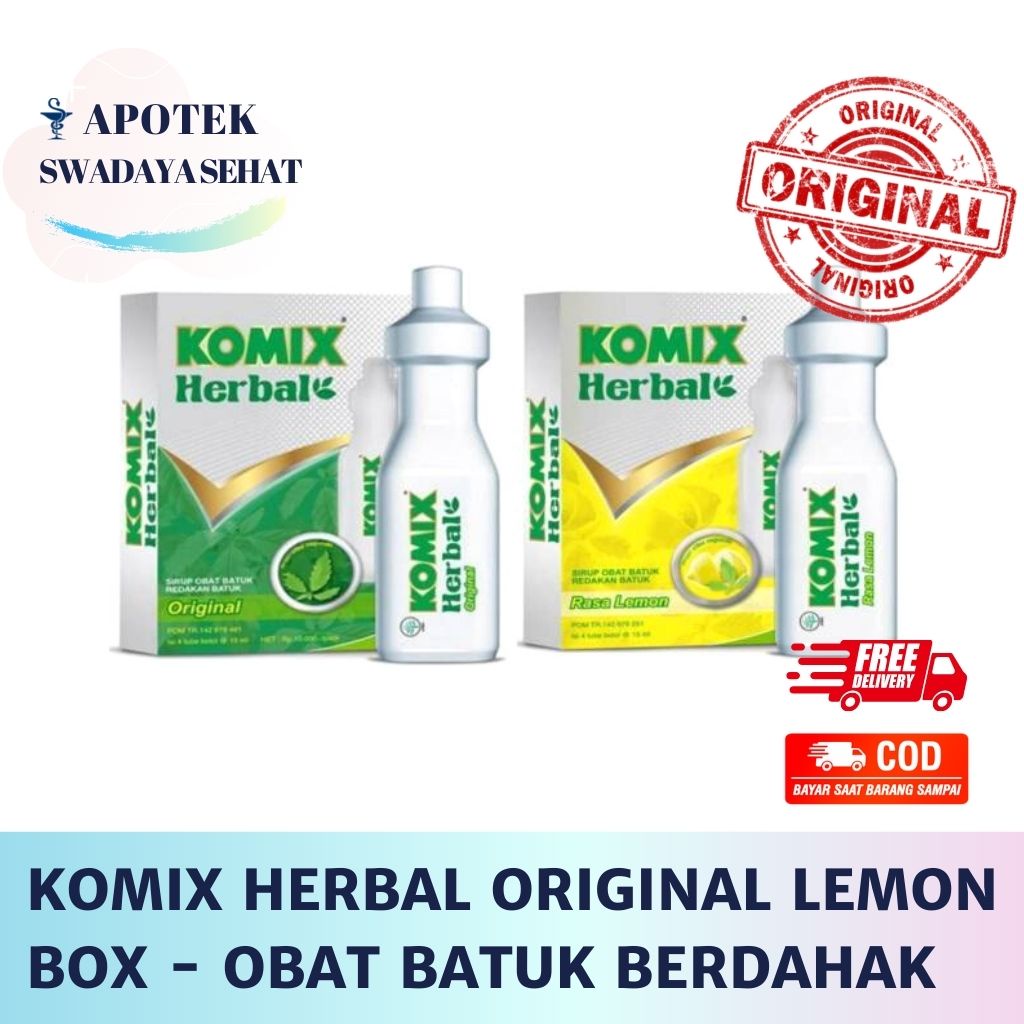 KOMIX HERBAL Original &amp; Lemon Box Isi 4 tube Botol 15ml - Obat Batuk Berdahak