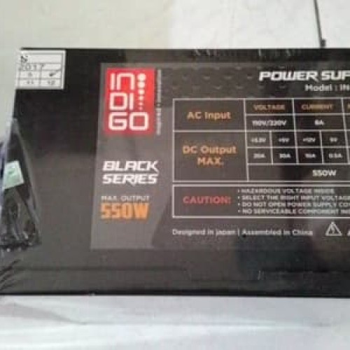 Power Supply INDIGO 550 watt 6 pin + 3 power sata garansi resmi