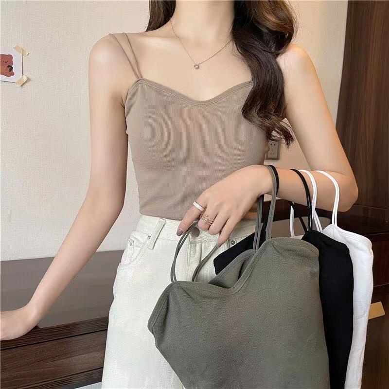 Feminin Tank Top Tali Spahgetti Wanita Atasan Wanita Pakaian Dalam Cewek Tanktop Bra Import-5