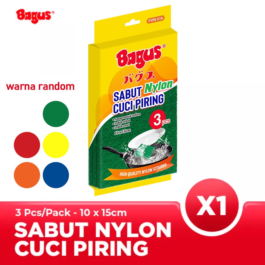 Bagus Sabut Nylon Cuci Piring Isi 3 Pcs W-22516