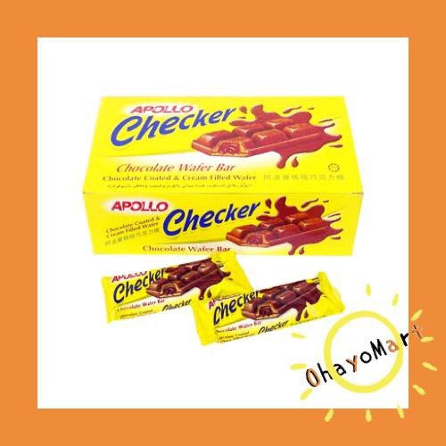 Apollo Checker/ Chocolate Wafer Bar/ Biskuit Berlapis Coklat dan Cream