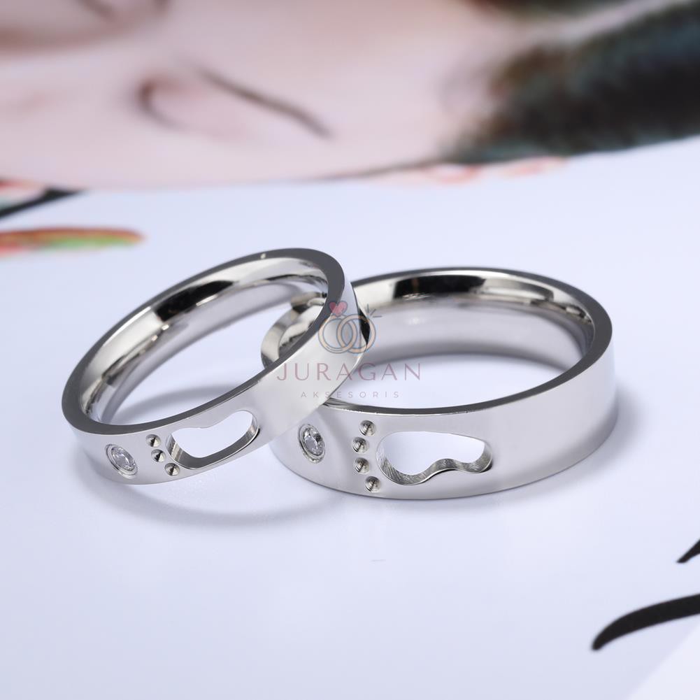 [HIGH QUALITY] Cincin Couple BUCIN R60 Titanium Ukir Nama + Box Cincin Beludru + BONUS Gelang Couple