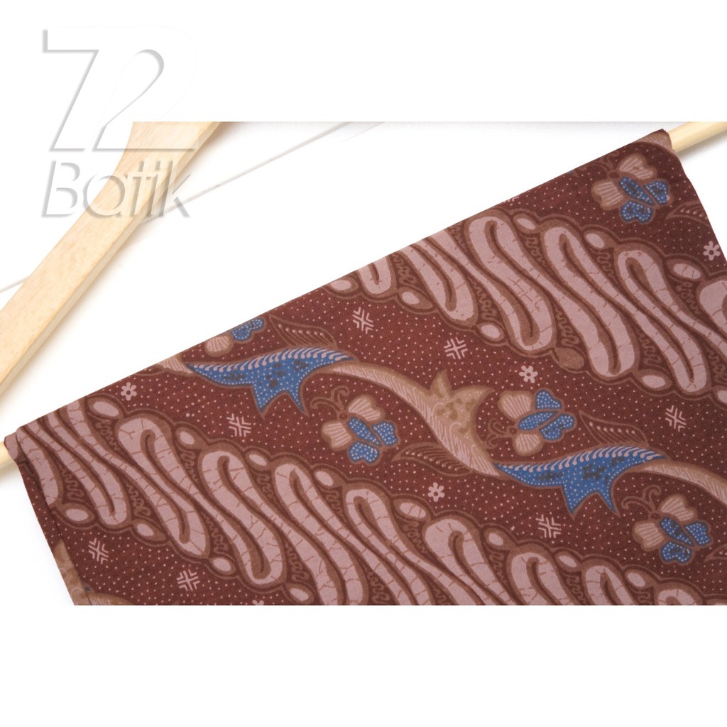 KAIN BATIK KATUN Premium Warna Coklat Chokelat Biru 721264 Cap 72 Jarik Jarit Samping Kebat Panjang Batik Katun Modern Premium Bahan Seragam Batik Pernikahan Kantor Keluarga Murah Kamen Jadi Batik Bali Lembaran