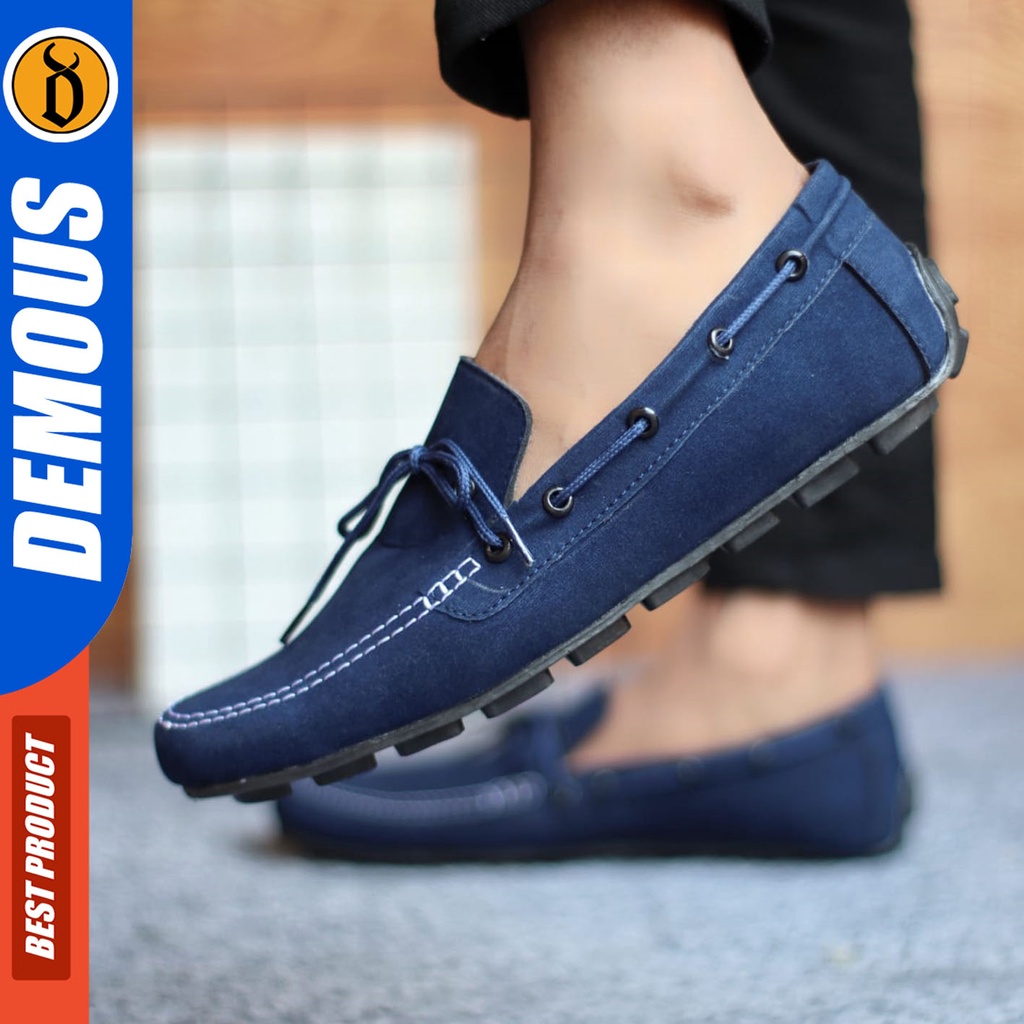 Sepatu Slip On Pria Sepatu Casual Pria Kulit Suede Kerja Kantor Kuliah Kondangan Sepatu Slop Pria Sepatu Hitam Pria DEMOUS SEBIT