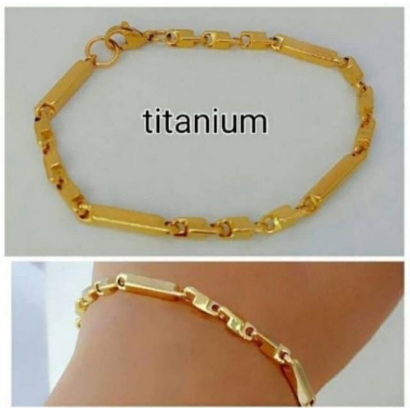 Gelang Tangan Rantai Balok Gold silver pria wanita anti karat