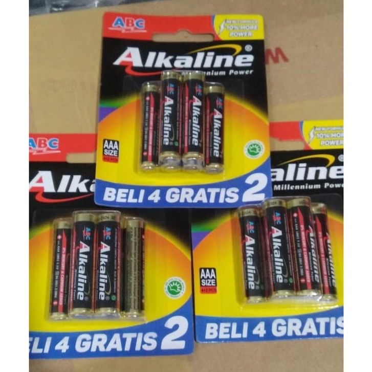 Baterai ABC ALKALINE AA A2 6Pcs Batrai AAA A3 ABC ALKALINE 4+2 LR06