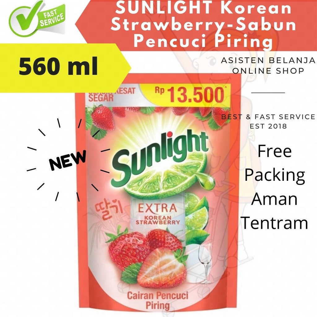 SUNLIGHT Extra Korean Strawberry Sabun Pencuci Piring 560 ml 560ml