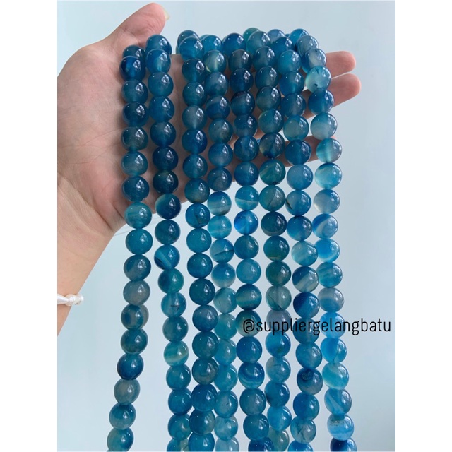 14mm aquamarine kilap grade natural aksesoris korea gelang kalung batu