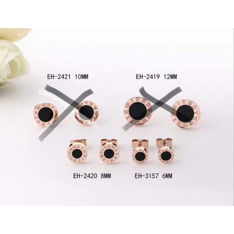 Anting Titanium Bulgari Mata Hitam Rose gold Chrome Emas 24k