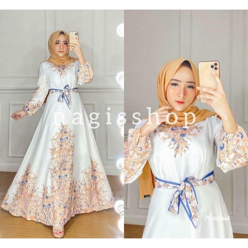 SALE!!! RESTOCK!!! DRESS GAMIS ESTILO SERIES 02 IMPORT BKK-putih sultan new