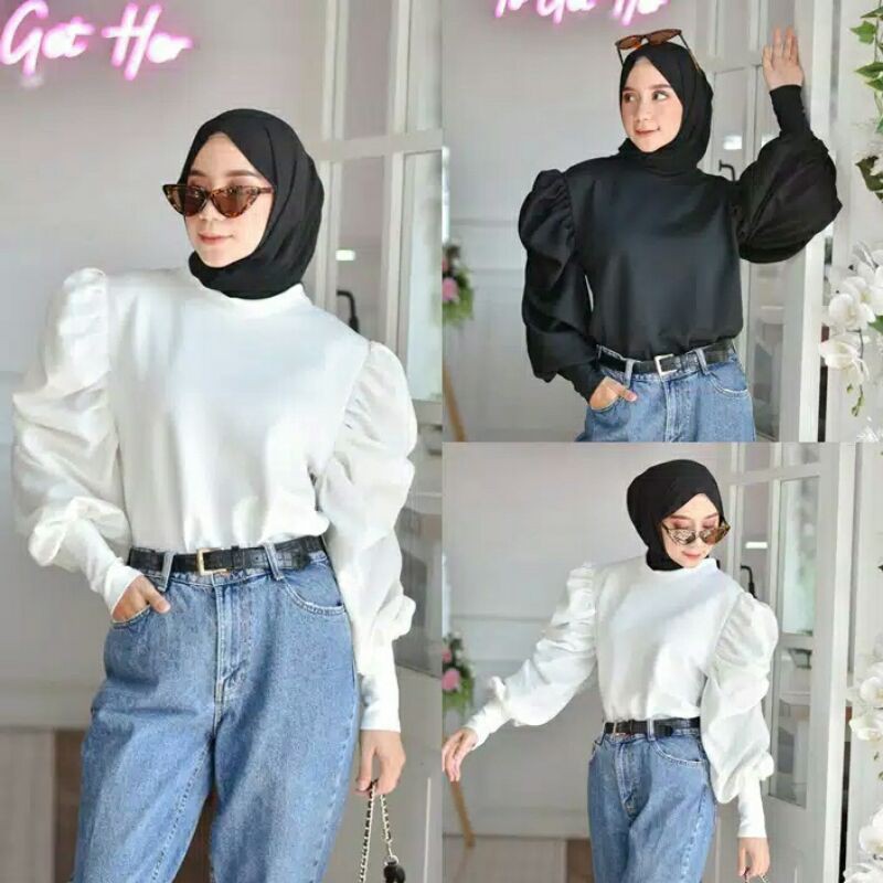 Melva Blouse / Atasan Tangan Balon Elegan