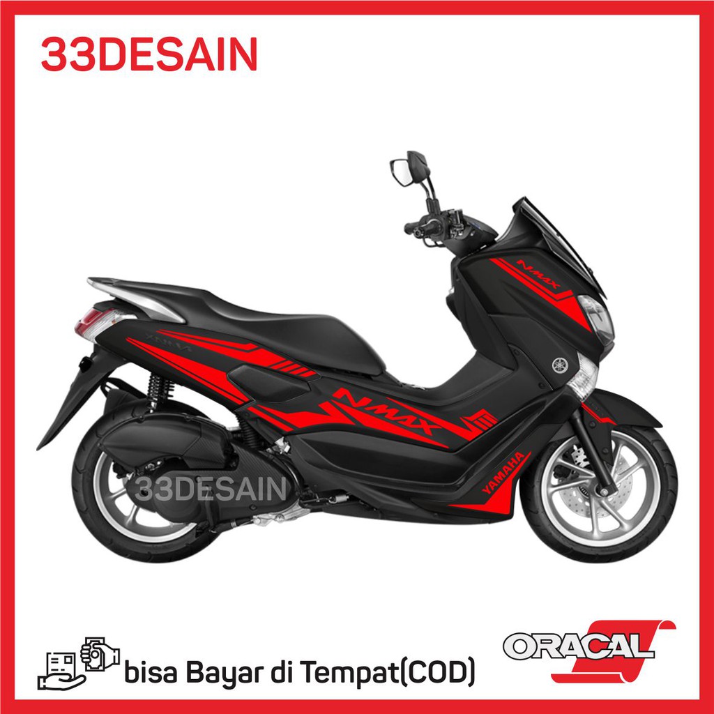 Aksesoris Motor Cutting Stiker 49 Yamaha Nmax Putih Merah