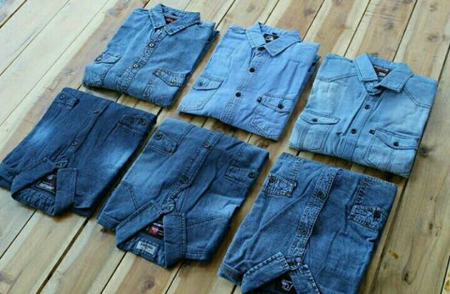 Kemeja Denim Lengan Panjang Soft Jeans Distro Casual Pantai Tomiko