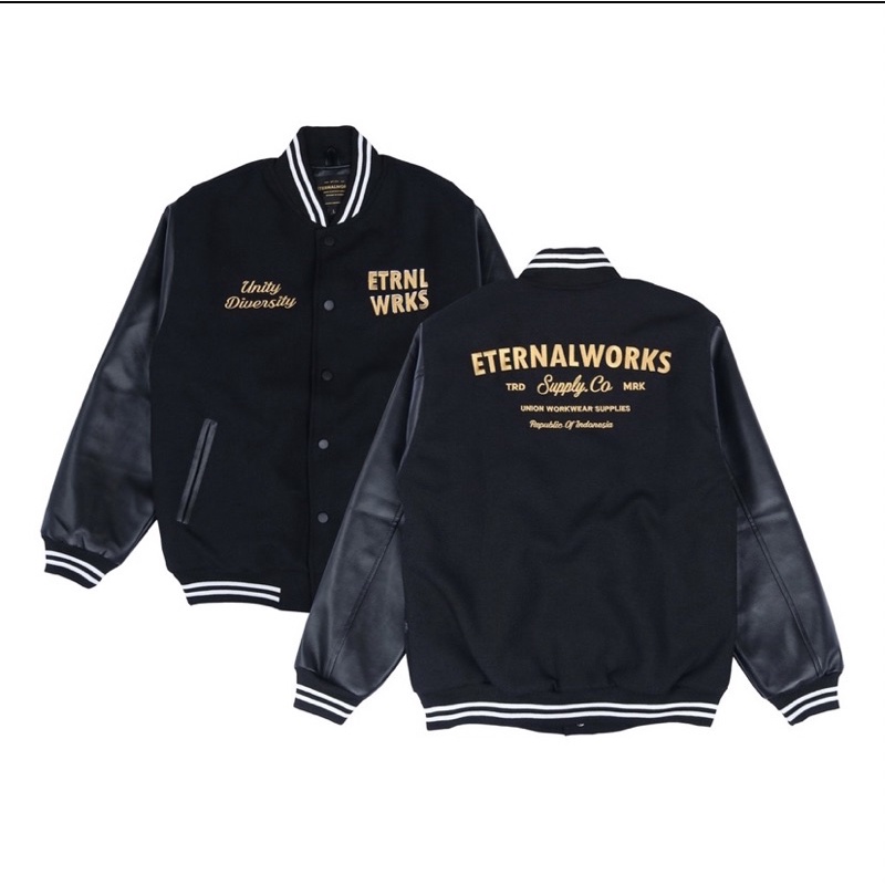 ETERNALWORKS VARSITY JACKET  BLACK - JACKET VARSITY - JAKET BOMBER - VARSITY JAKET