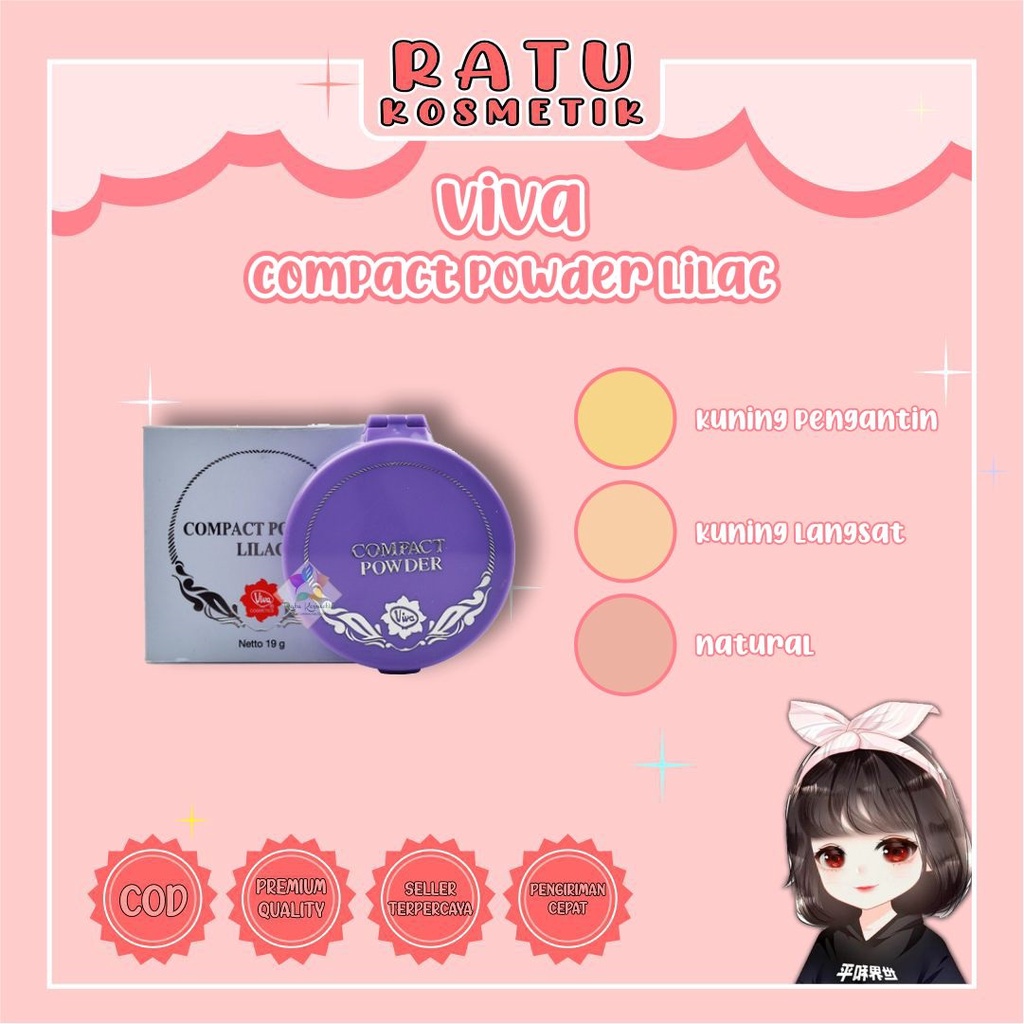 ❤ RATU ❤ Viva Compact Powder Lilac 19g / Bedak Padat Viva (✔️BPOM)