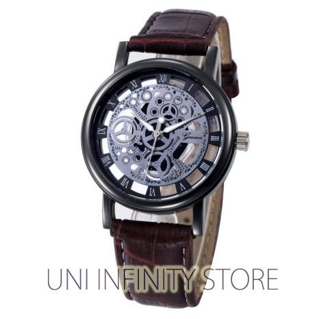 Walt0006 Jam Tangan Unik Transparan Kulit Pria (Analog Quartz Brown)