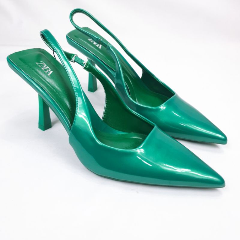 ZR Glossy Slingback Basic Kitten Heels