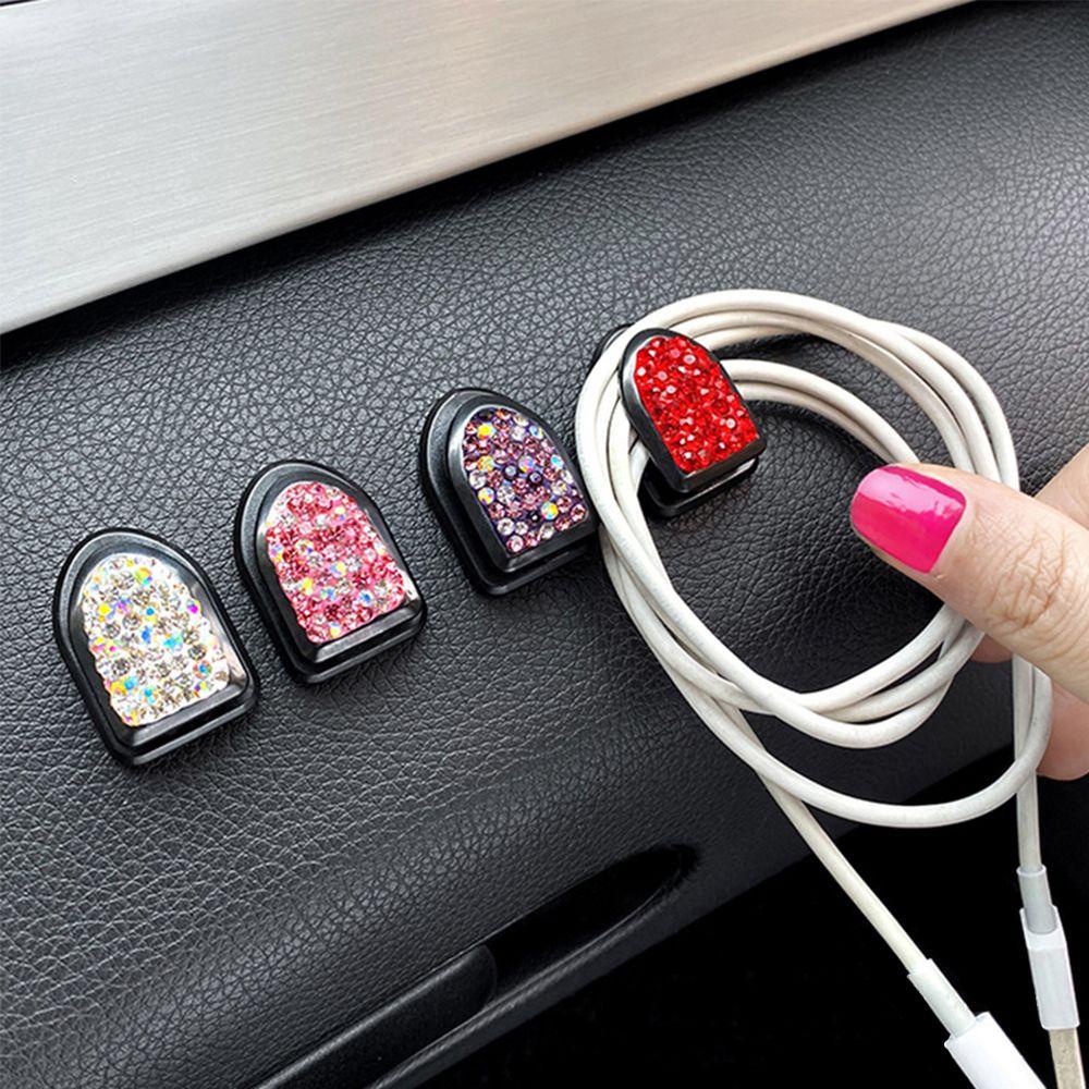 Suyo 1Pc Mini Car Hooks Self-adhesive Berlian Imitasi Kristal Dekorasi Dinding