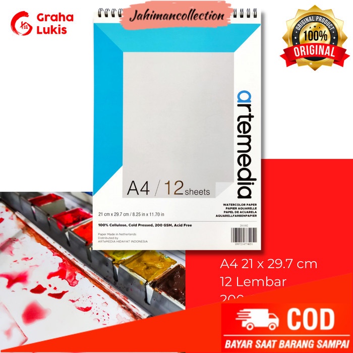 

✨ BISA COD ✨ Watercolor Sketchbook Artemedia A4 Wire Bound