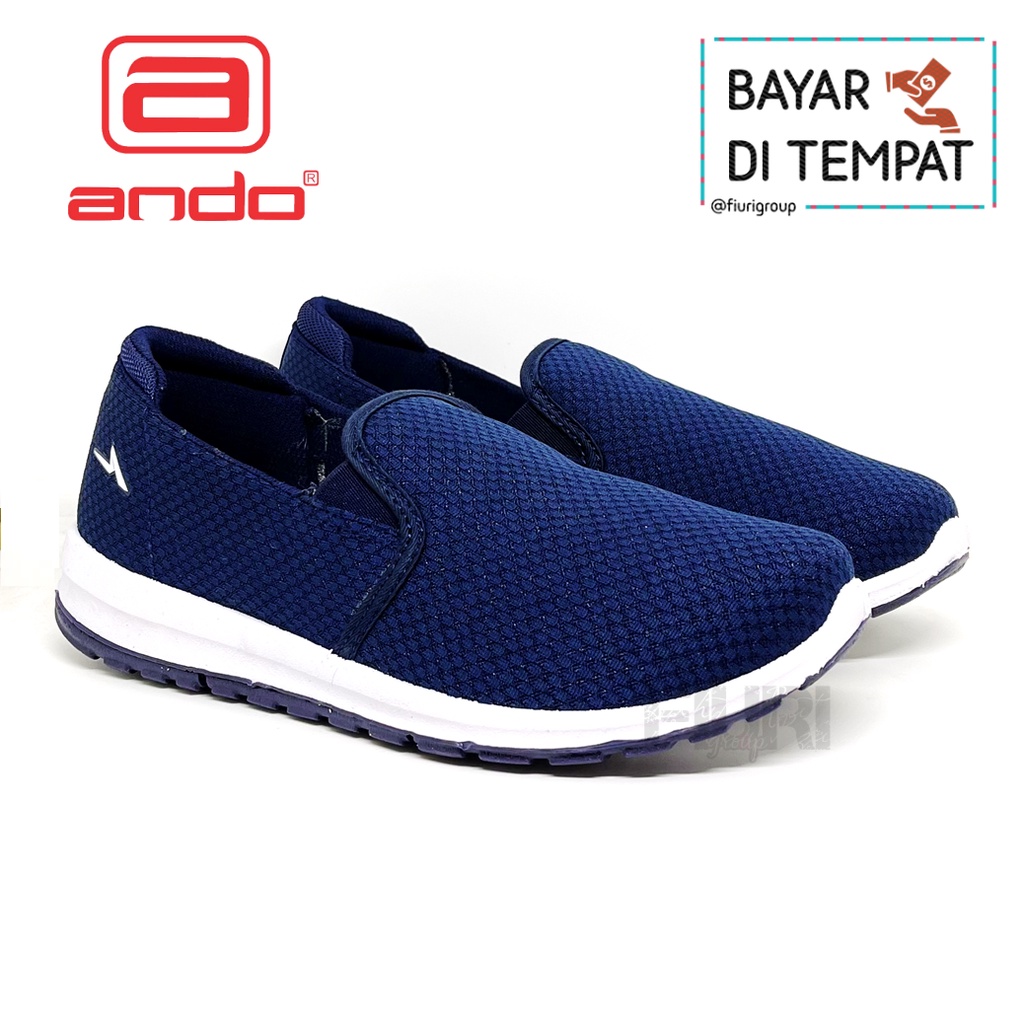 FIURI - Ando Original - BERTHA 37-40 NAVY - Sepatu Kets Sneakers Wanita - Sepatu Flat Shoes Slip On Wanita - Sepatu Olahraga Wanita - Sepatu Fashion Wanita Promo