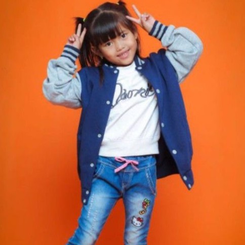 Jaket anak polos model baseball kancing