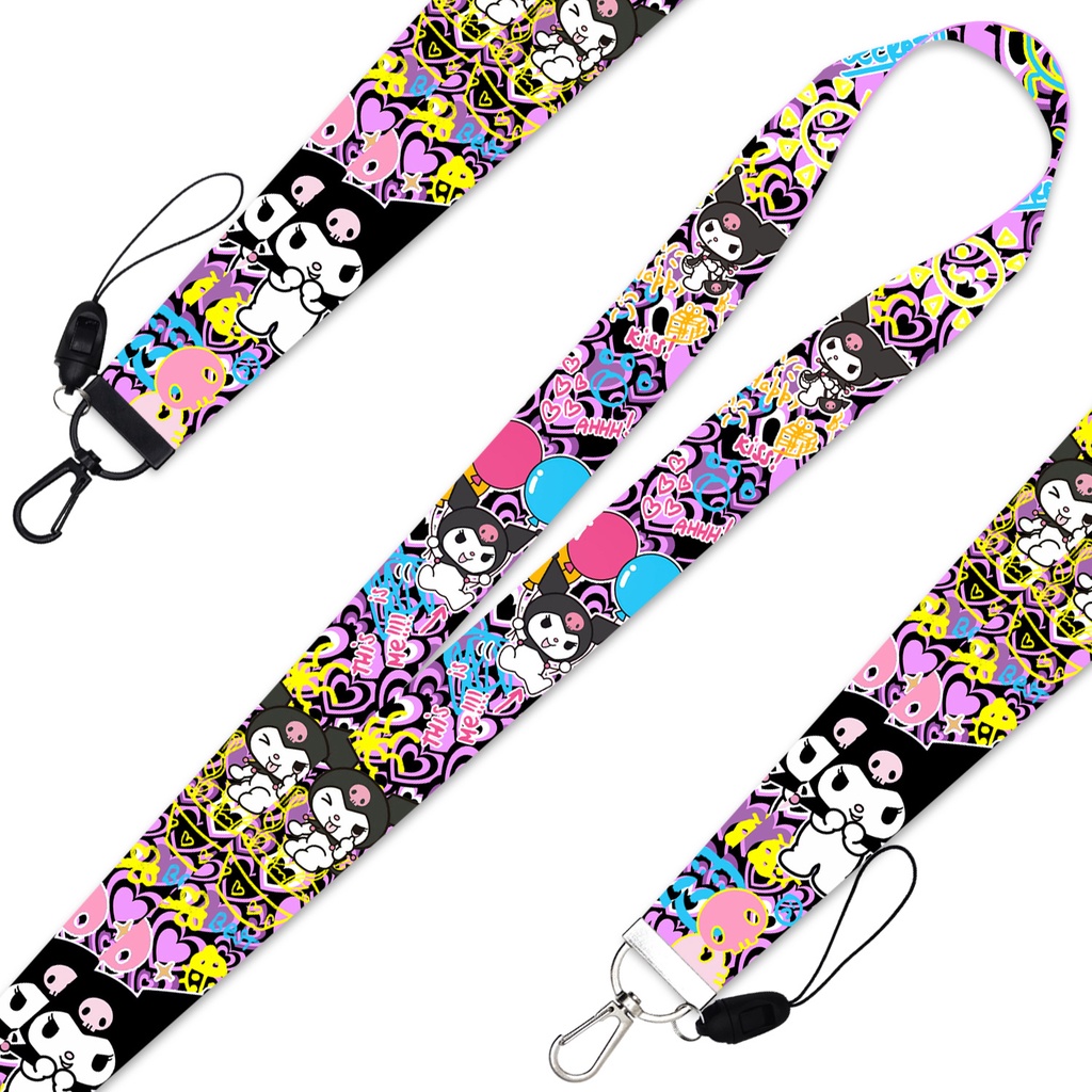 Tali lanyard Motif Kartun kuromi Untuk Gantungan Kunci / Handphone