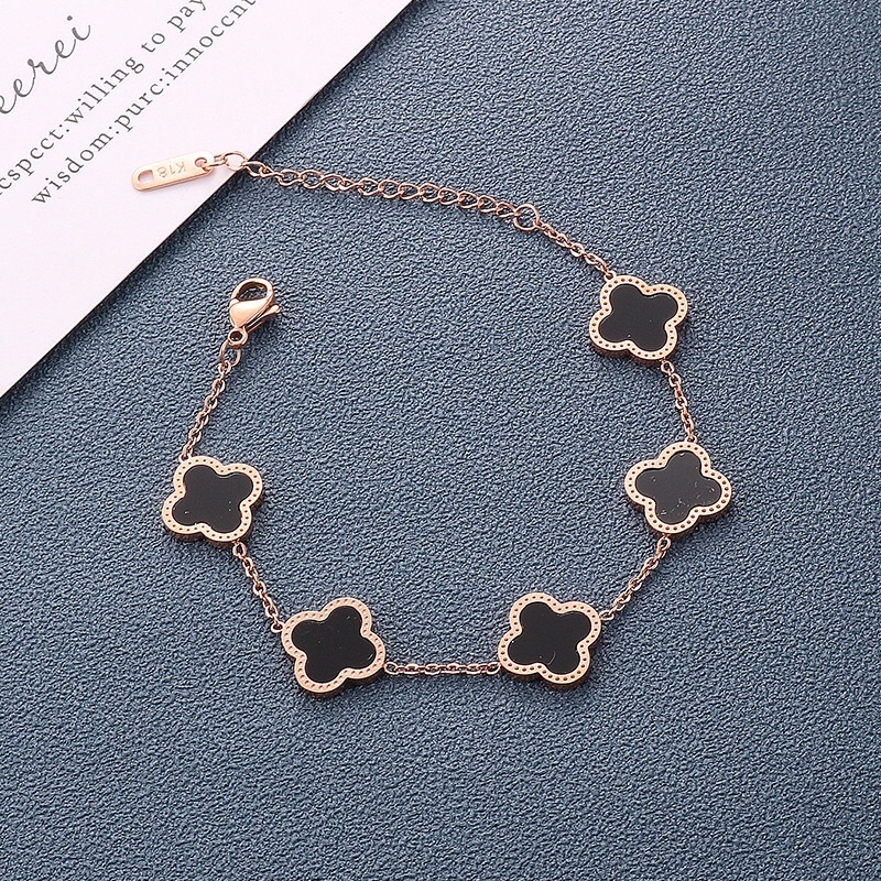 Gelang Titanium Lv Hitam Black Premium Trending Vintage Korea Fashion