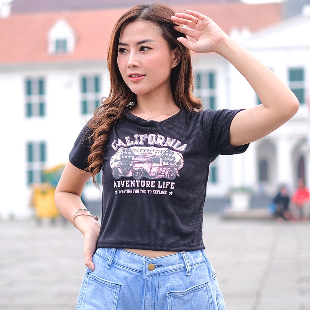 Tq88indonesia Fashion Baju Crop Wanita Terbaru / Crop Top California Rib / Baju Atasan Wanita Terbaru / Ootd Kekinian / Outfit Citayam / Pakaian Sehari-hari