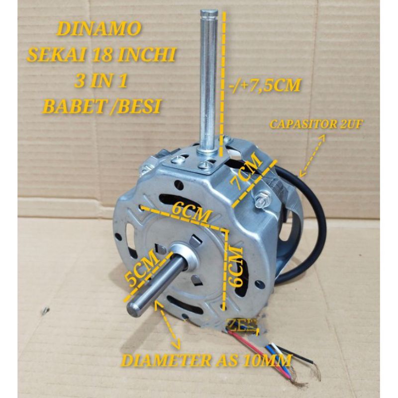 Dinamo/Motor kipas angin sekai AS10 mm  , mum baling- baling besi 18 in