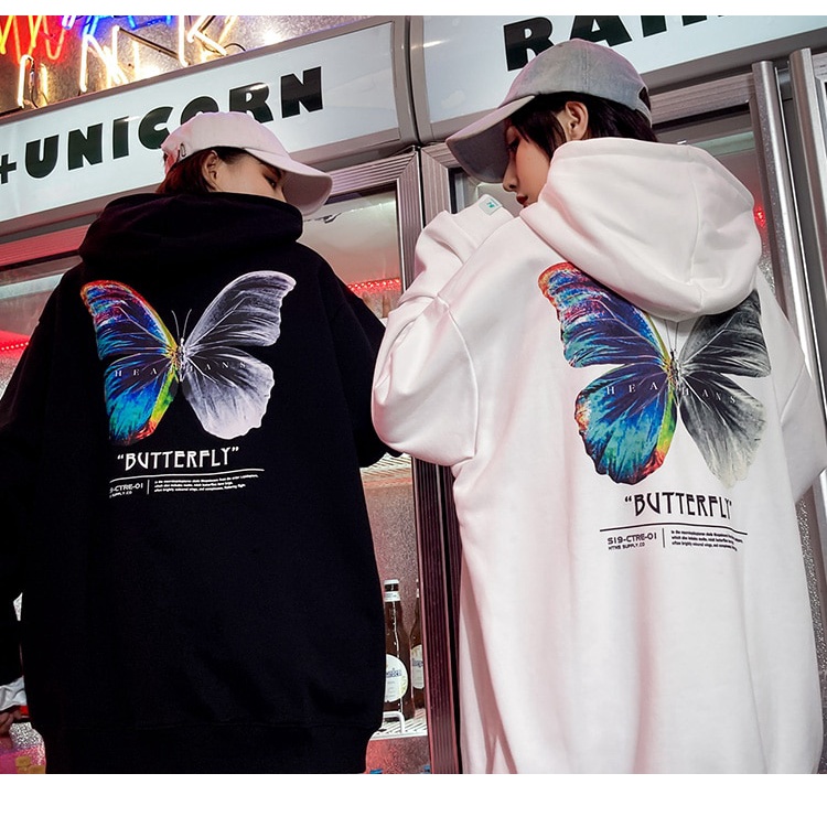 Hoodie Aesthetic Estetik Gambar Butter fly Pria Wanita