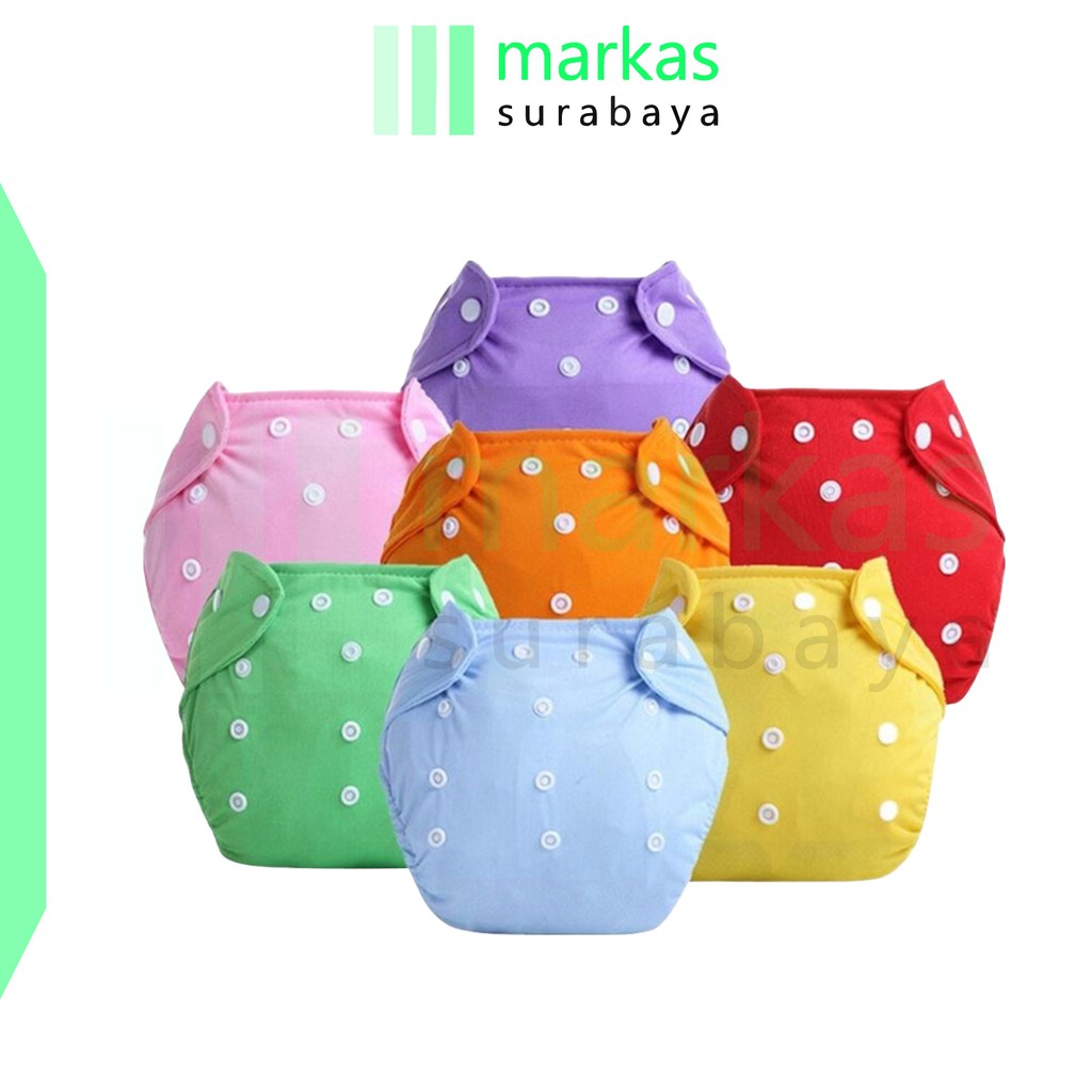 MARKAS Popok Kain Bayi Kancing Warna Polos Cloth Clodi Diaper Dapat Dicuci Reusable