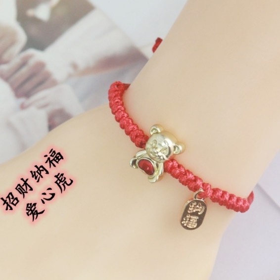 Gelang Merah Hoki Liontin Macan Emas Tali Merah Kado Imlek lucky Charm Harga Grosir Termurah