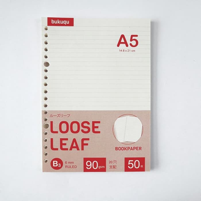

Grosir Bookpaper Loose Leaf (RULED)/ Kertas Binder/ Isi Notes - (A5) 50 lbr Elegan
