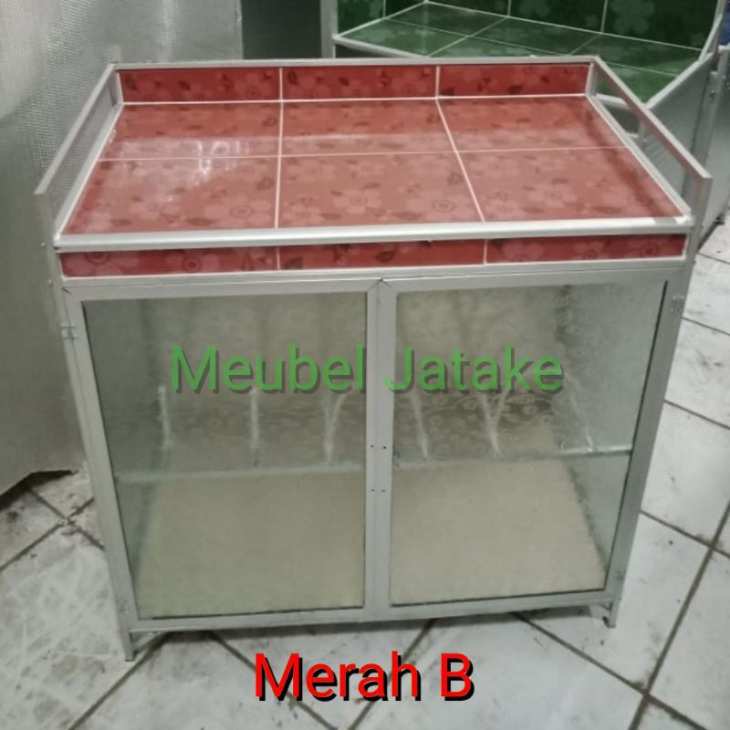 Meja Kompor Dapur 2 Pintu + Rak Piring Model Rata