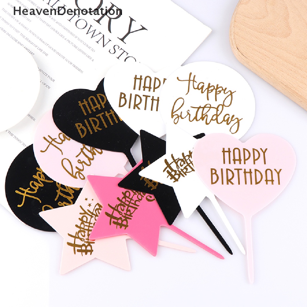 1pc Topper Kue Desain Happy Birthday Bahan Akrilik Untuk Dekorasi Pesta