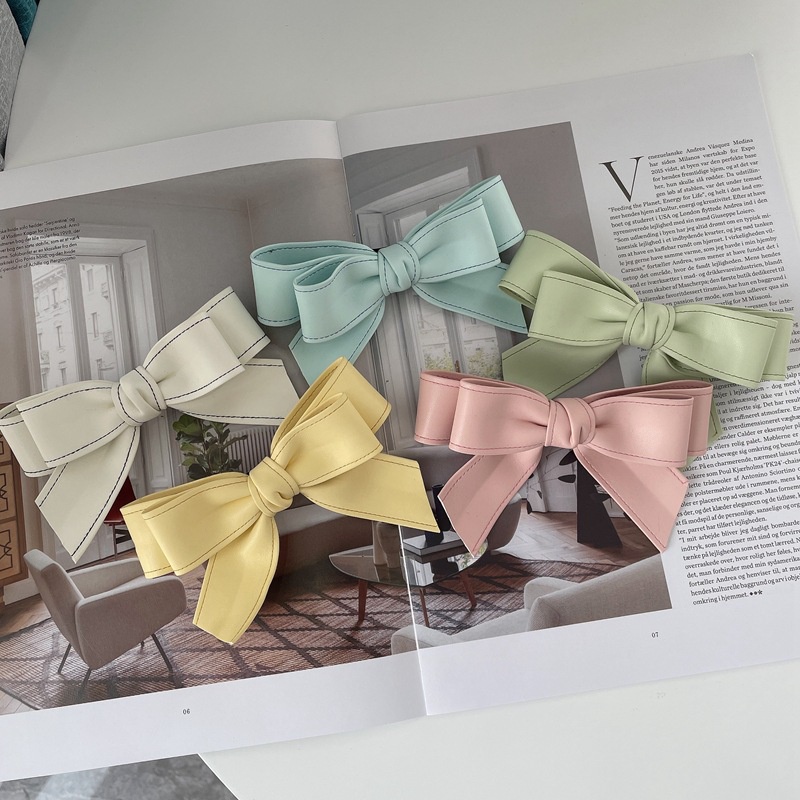 JEPIT PITA RAMBUT MODEL RIBBON CUTE KULIT LEATHER MEDIUM SOFT PASTEL COLOR WARNA SOLID LEMBUT JEPITAN HAIR SNAP PRETTY CLIP HAIRCLIP KLIP AKSESORIS ANAK